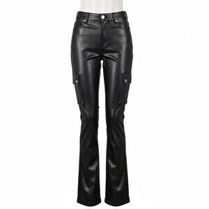 Kloud9 Black Faux Leather Cargo Pants Size 32/36 Y2K Moto